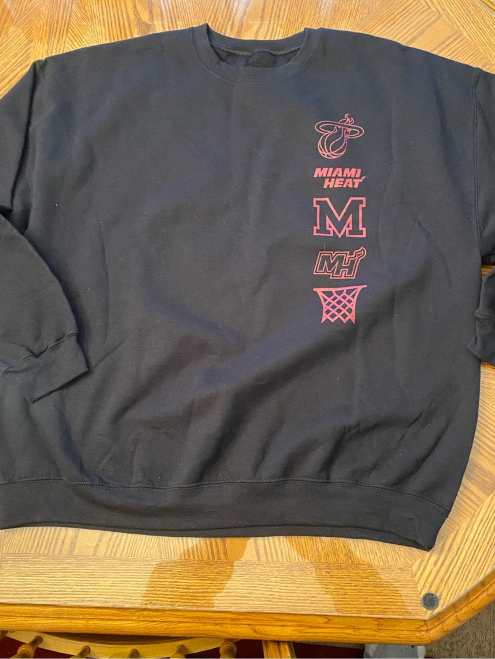 NBA Miami Heat Black Crewneck Sweatshirt with Red Logos